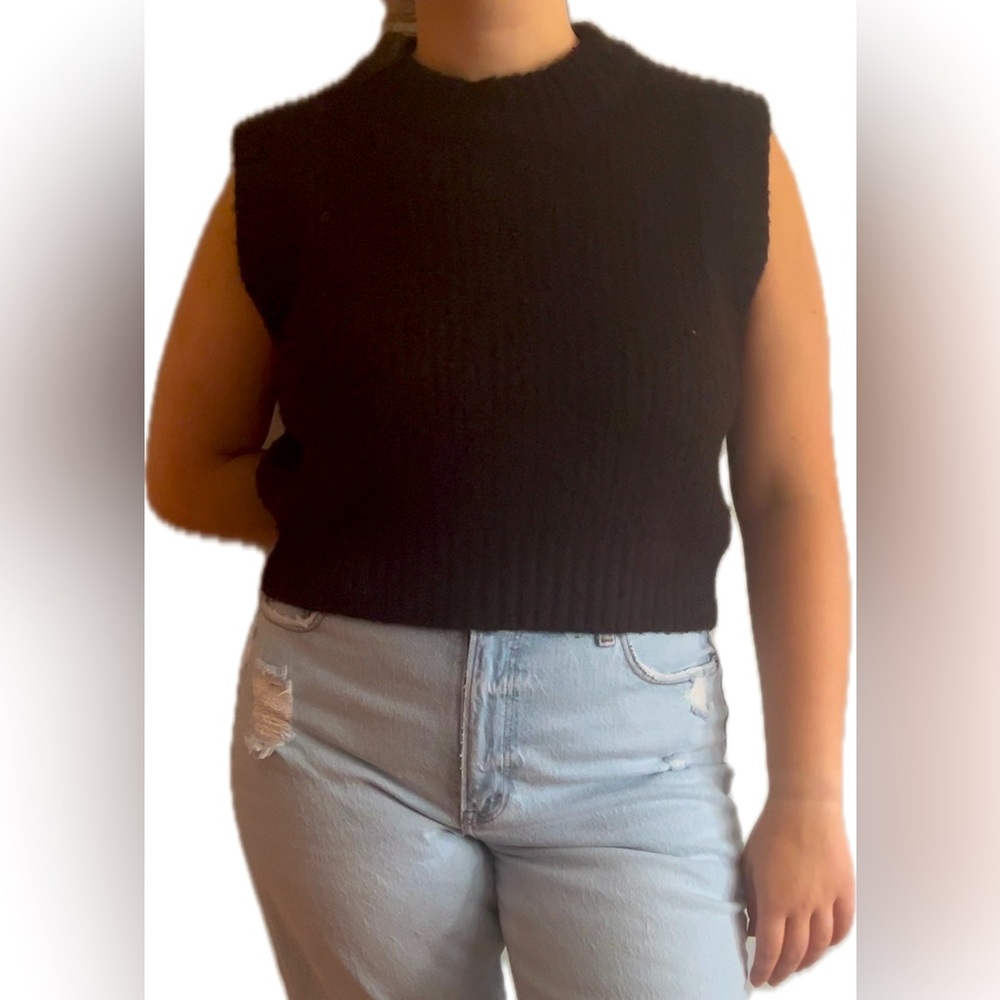 Boxy sweater vest top